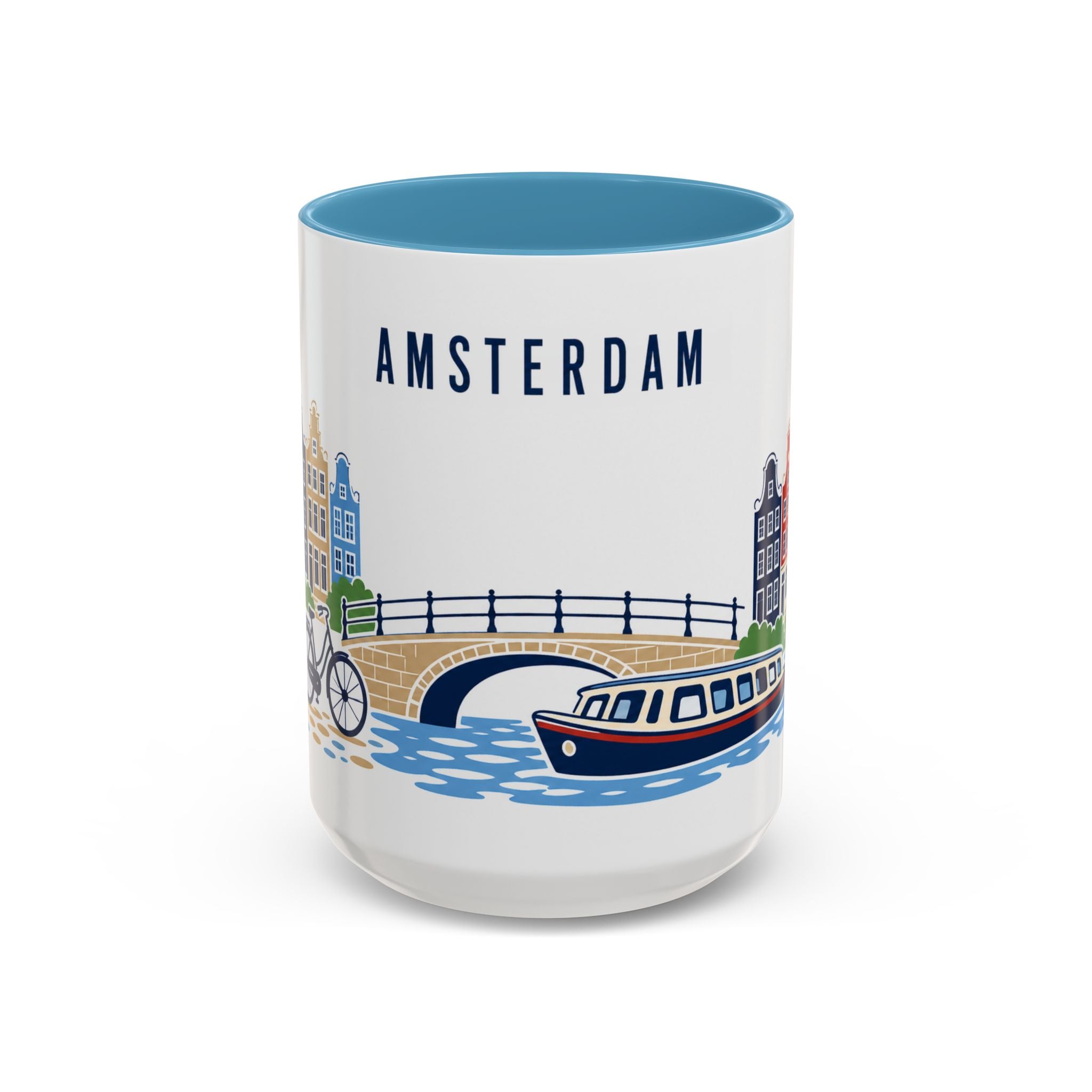 Amsterdam Coffee Mug | Netherlands Travel Souvenir | Porcelain Decal City Gift | 11oz 15oz Accent Mug