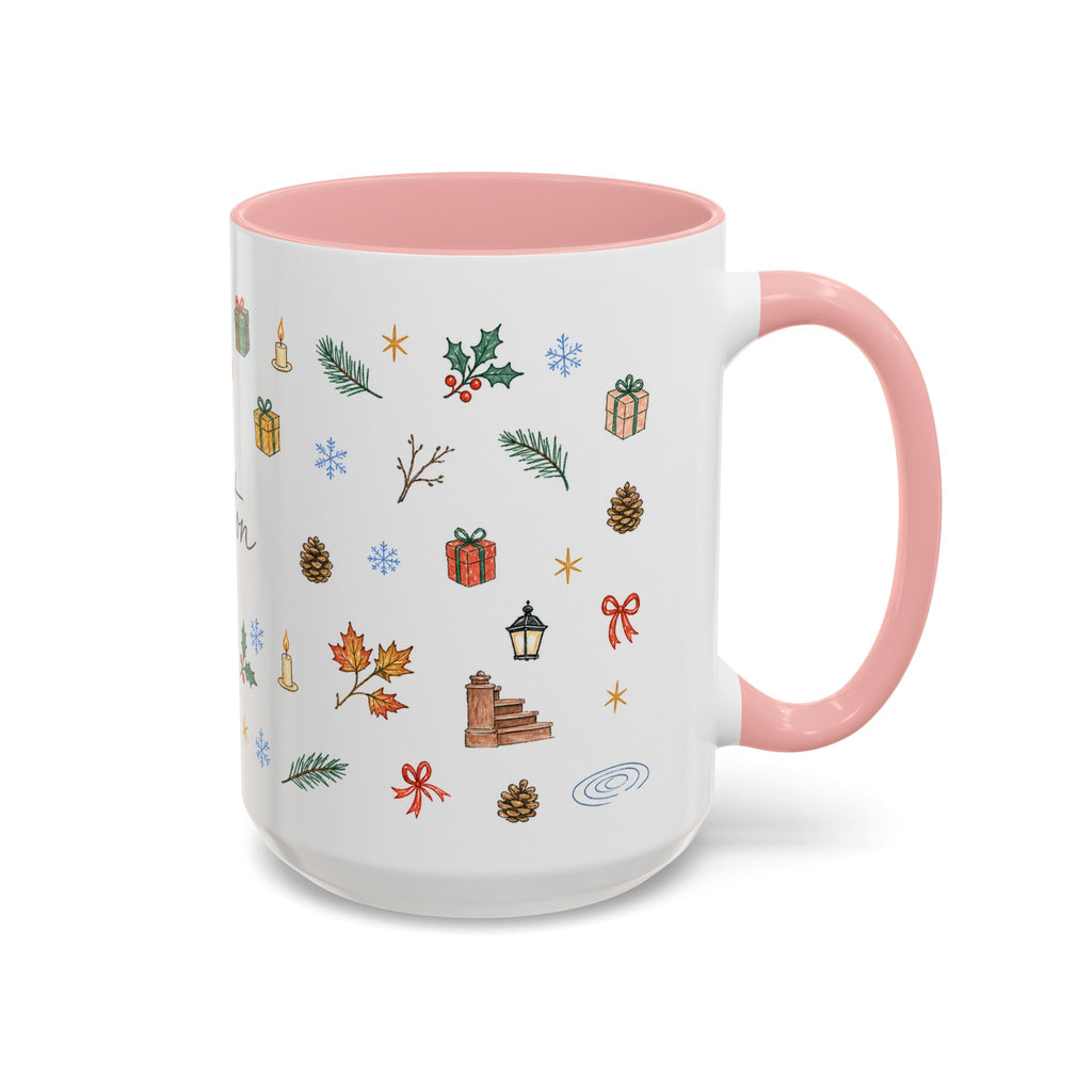 Boston Christmas Mug | Watercolor Travel Souvenir | Holiday Gift | Accent Ceramic Coffee Cup 11oz 15oz