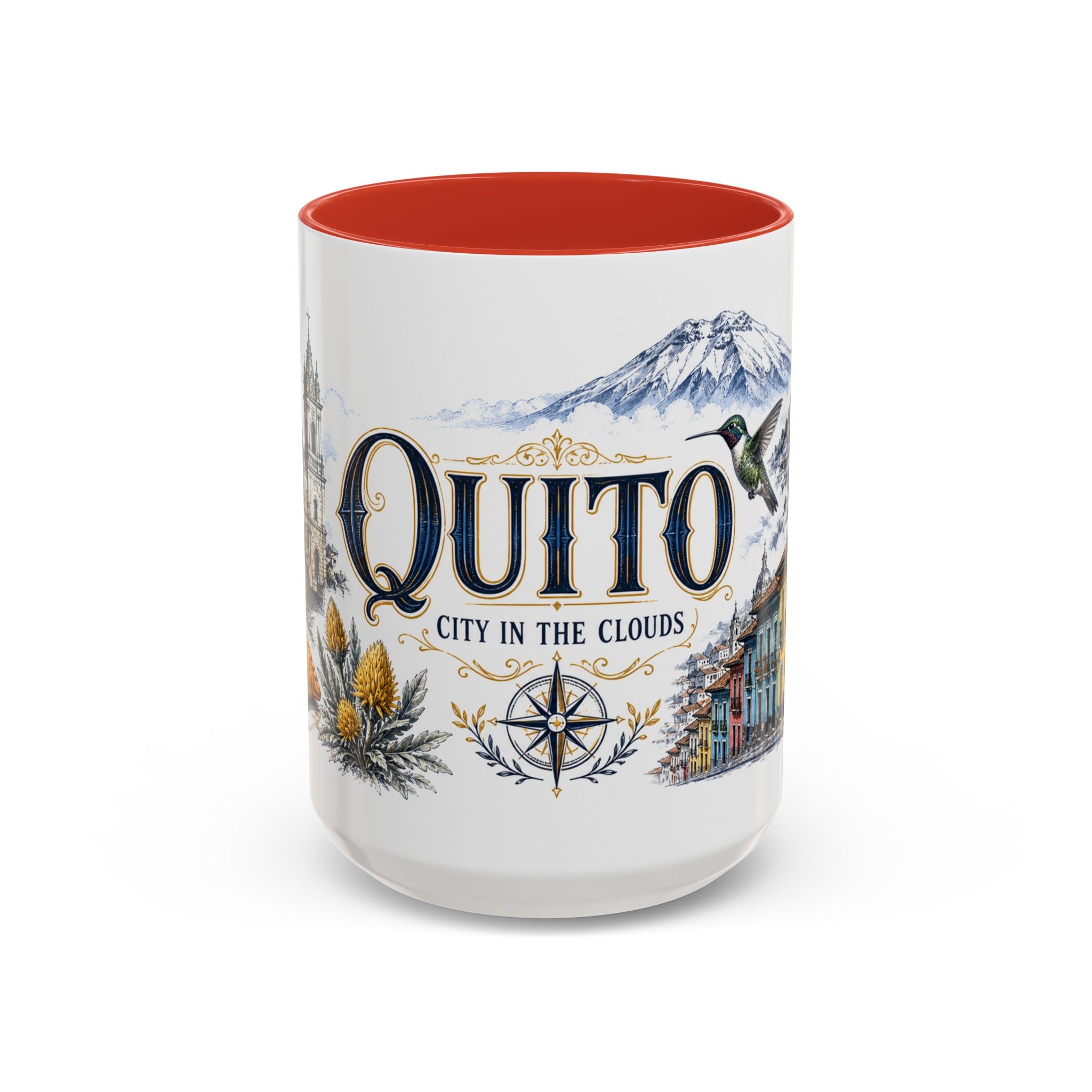 Quito Coffee Mug | Ecuador Travel Souvenir | Vintage Illustrated City Gift | 11 oz 15 oz Accent Mug