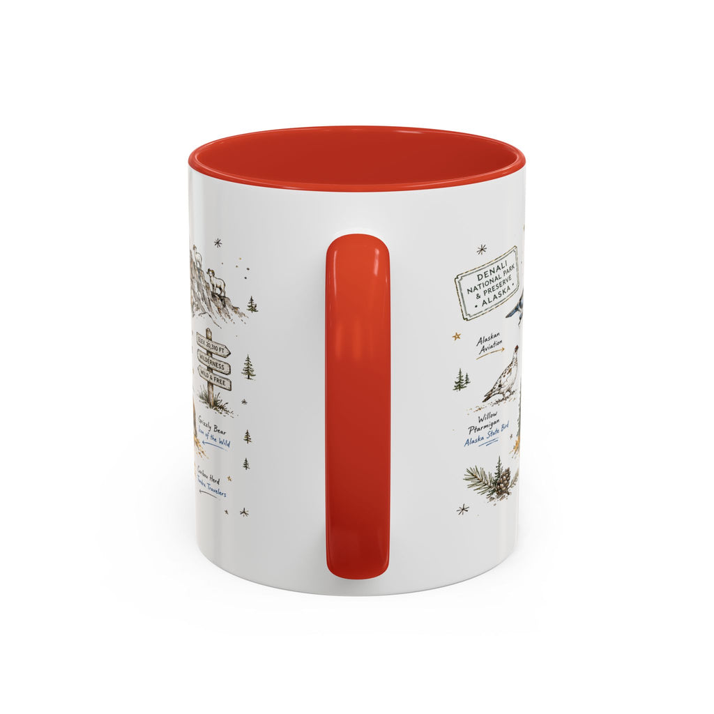 Denali National Park Coffee Mug | Alaska National Park Hiking Gift | Accent Color Ceramic 11oz 15oz