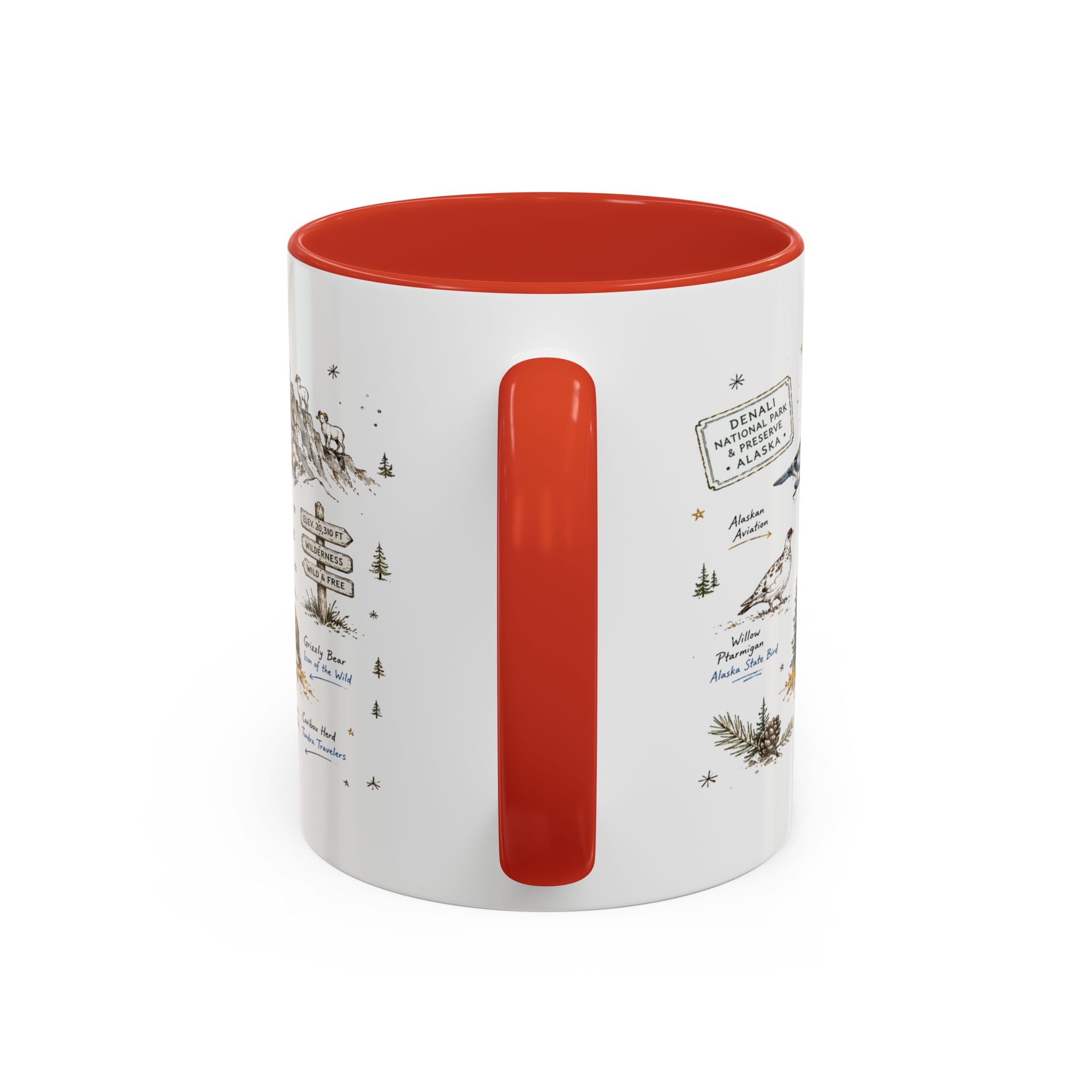 Denali National Park Coffee Mug | Alaska National Park Hiking Gift | Accent Color Ceramic 11oz 15oz