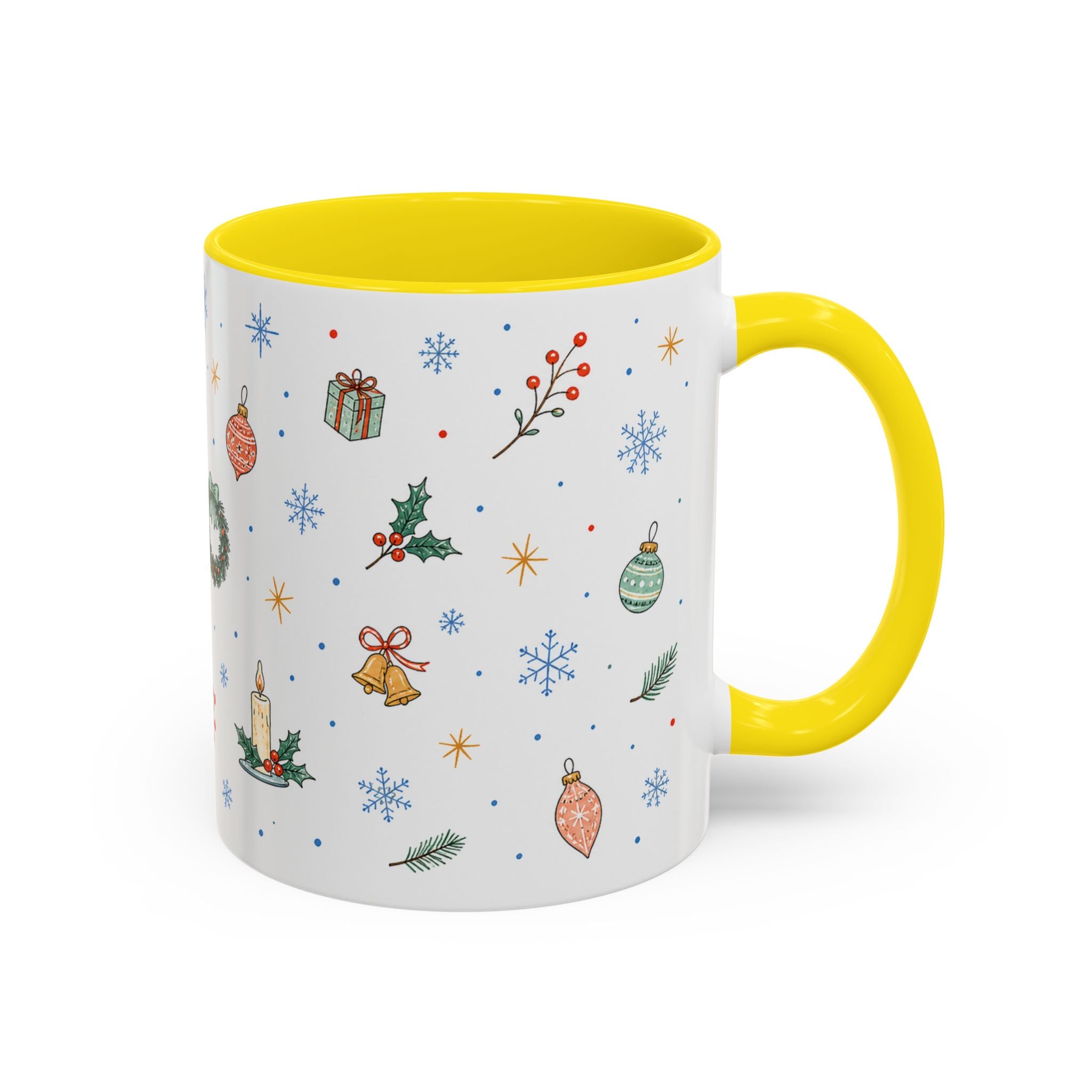 Christmas Ornament Mug | Snowflake Watercolor Holiday Gift | Accent Cup 11oz 15oz