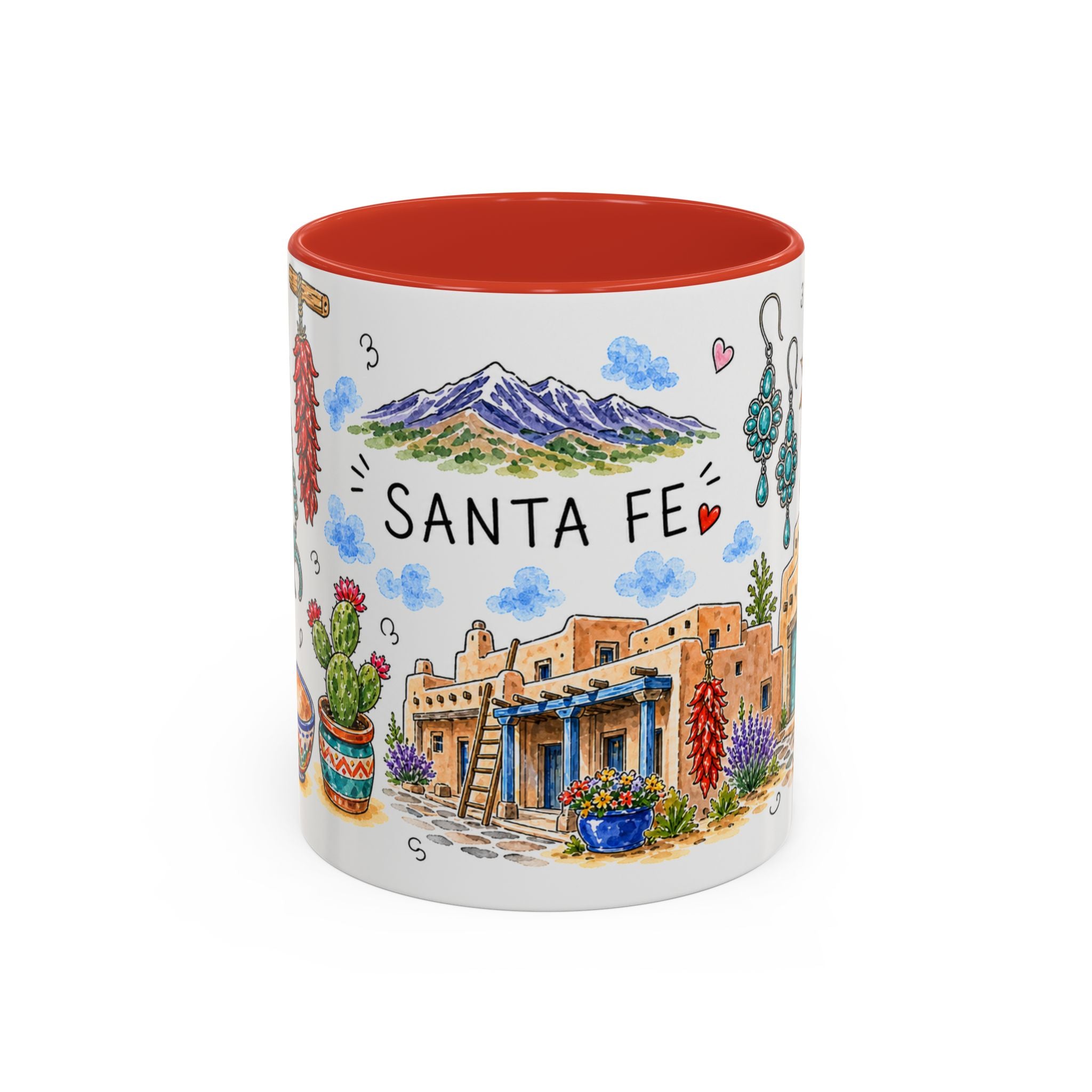 Santa Fe Illustrated Travel Mug | City Souvenir Accent Coffee Mug | 11oz 15oz Ceramic Cup