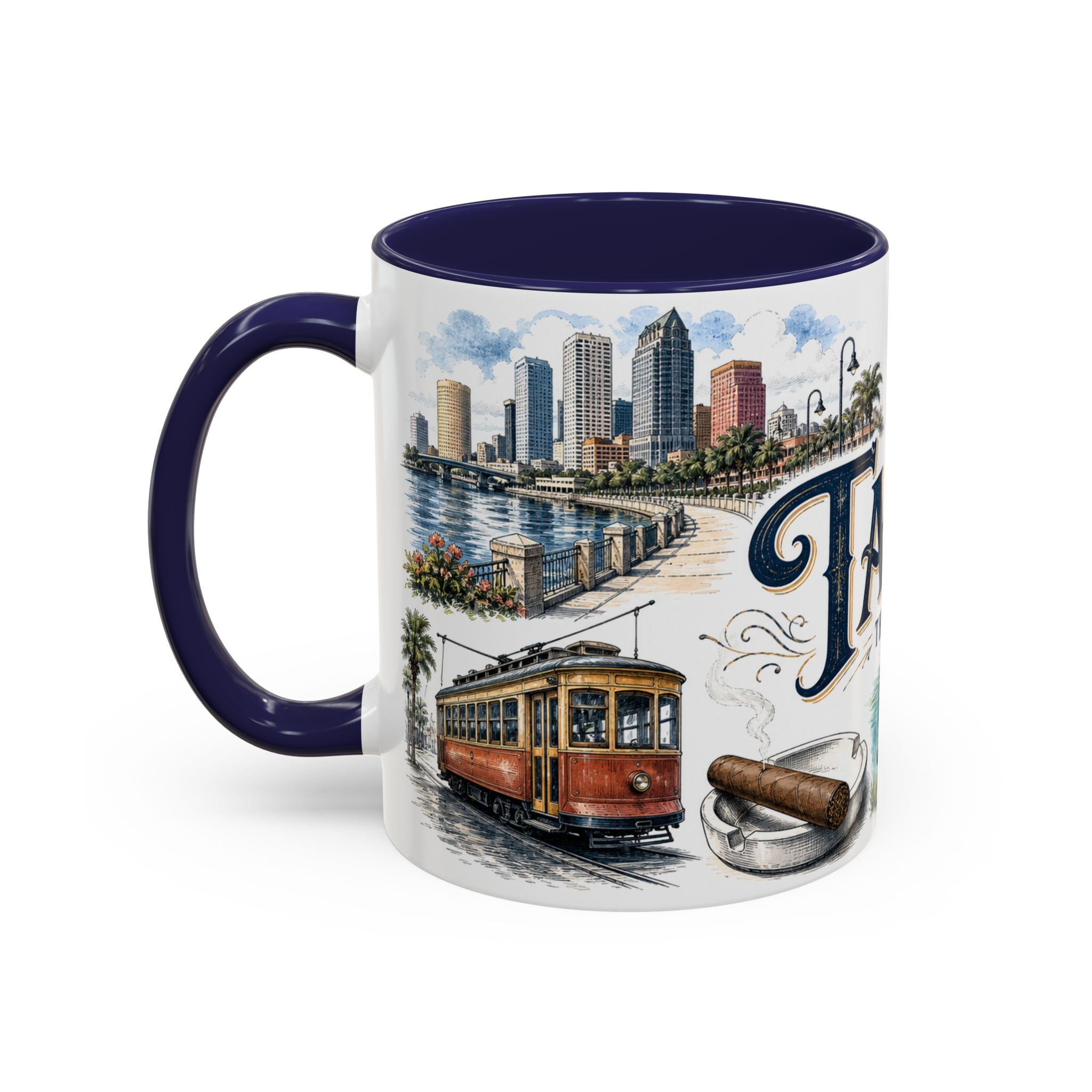 Tampa Coffee Mug | United States Travel Souvenir | Vintage Illustrated City Gift | 11 oz 15 oz Accent Mug