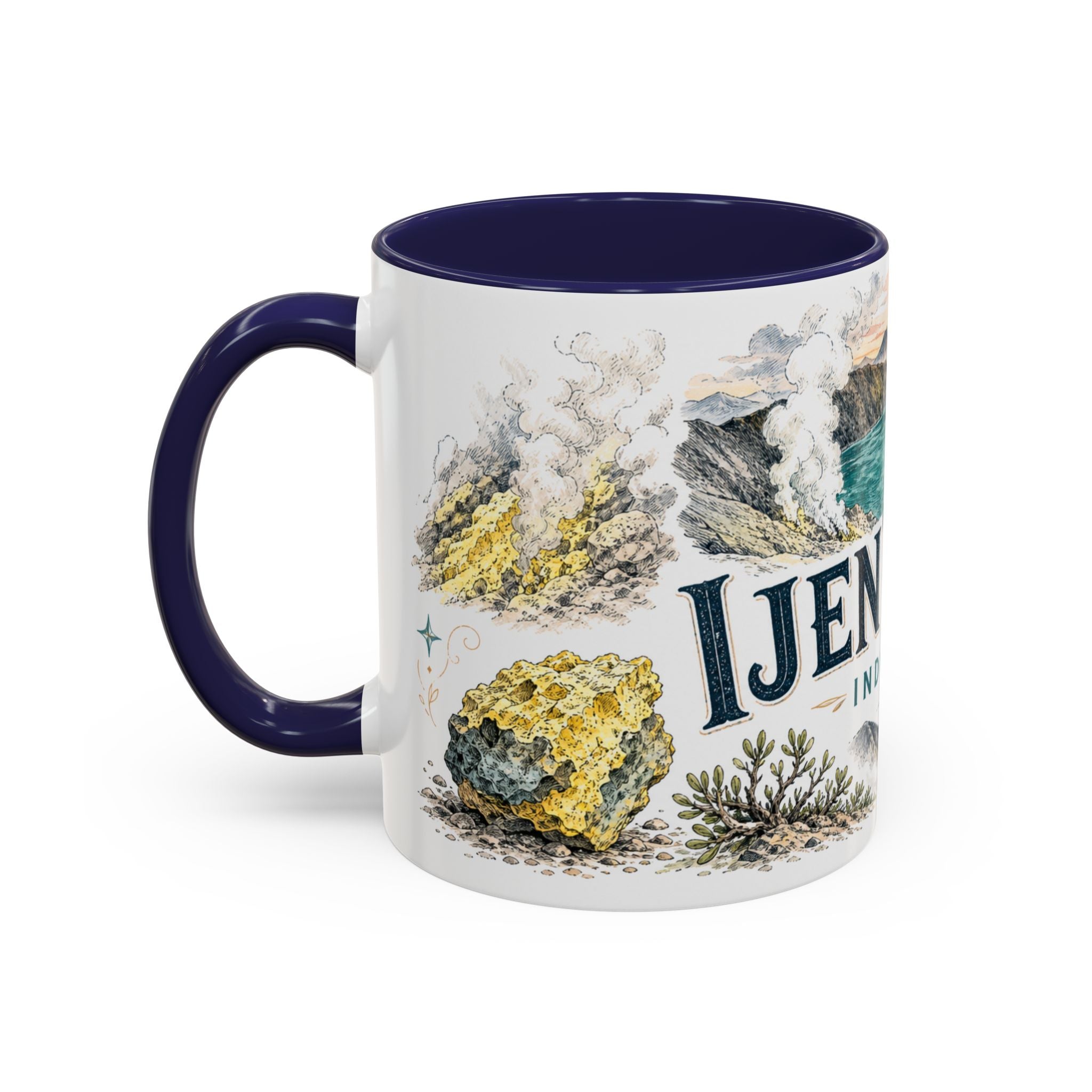 Ijen Crater Mug, Indonesia Travel Souvenir, Bucket List Gift, Accent Ceramic Coffee Mug 11oz 15oz