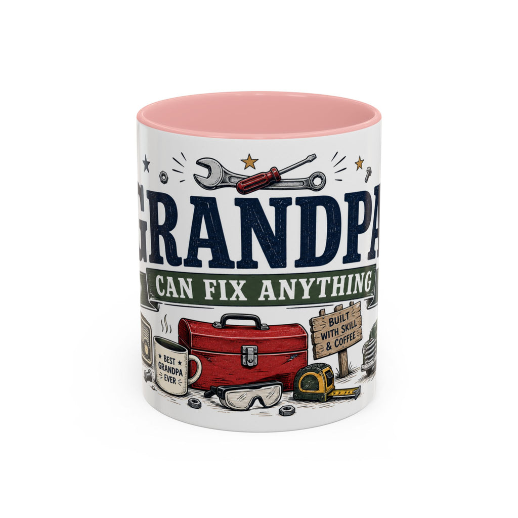 Grandpa Can Fix Anything Coffee Mug | Funny Gift From Grandkids | Accent Ceramic 11oz 15oz