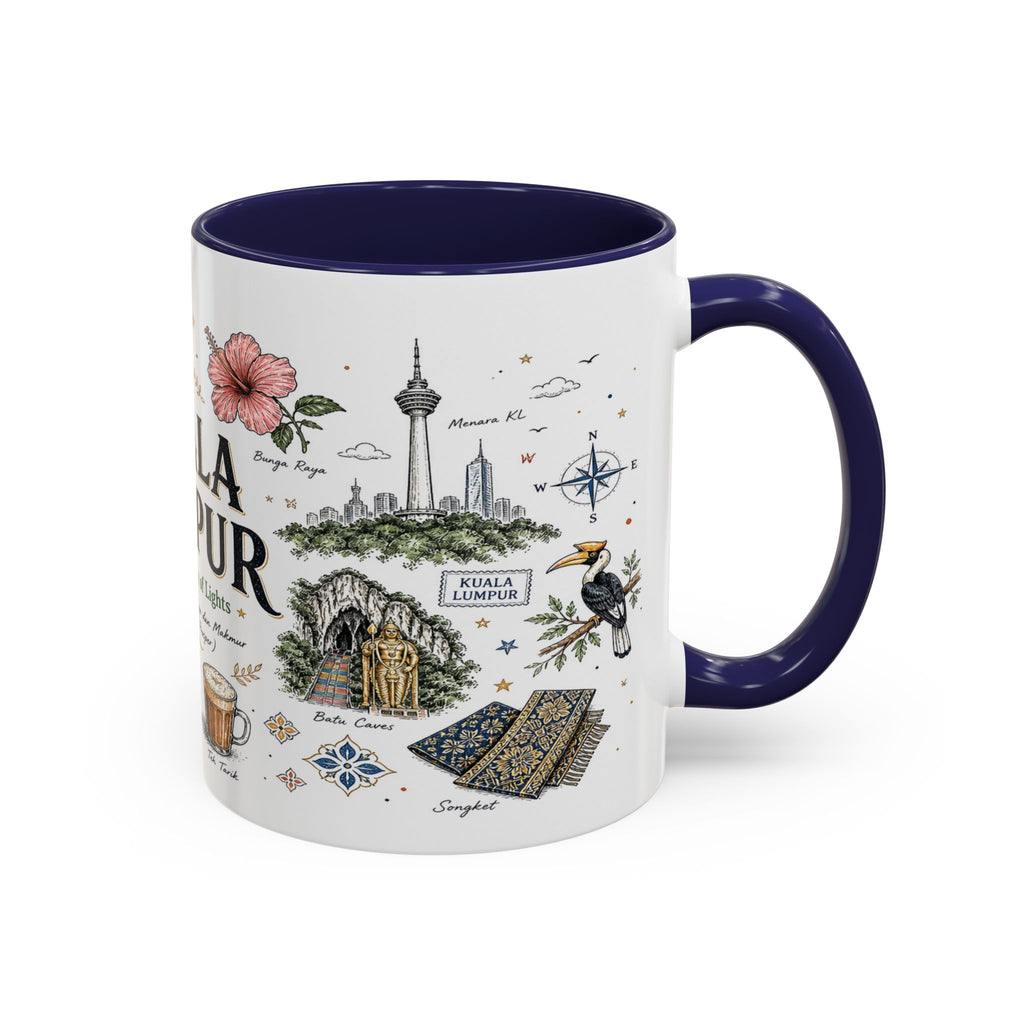 Kuala Lumpur Coffee Mug | Malaysia Souvenir Travel Gift | Accent Color Ceramic 11oz 15oz