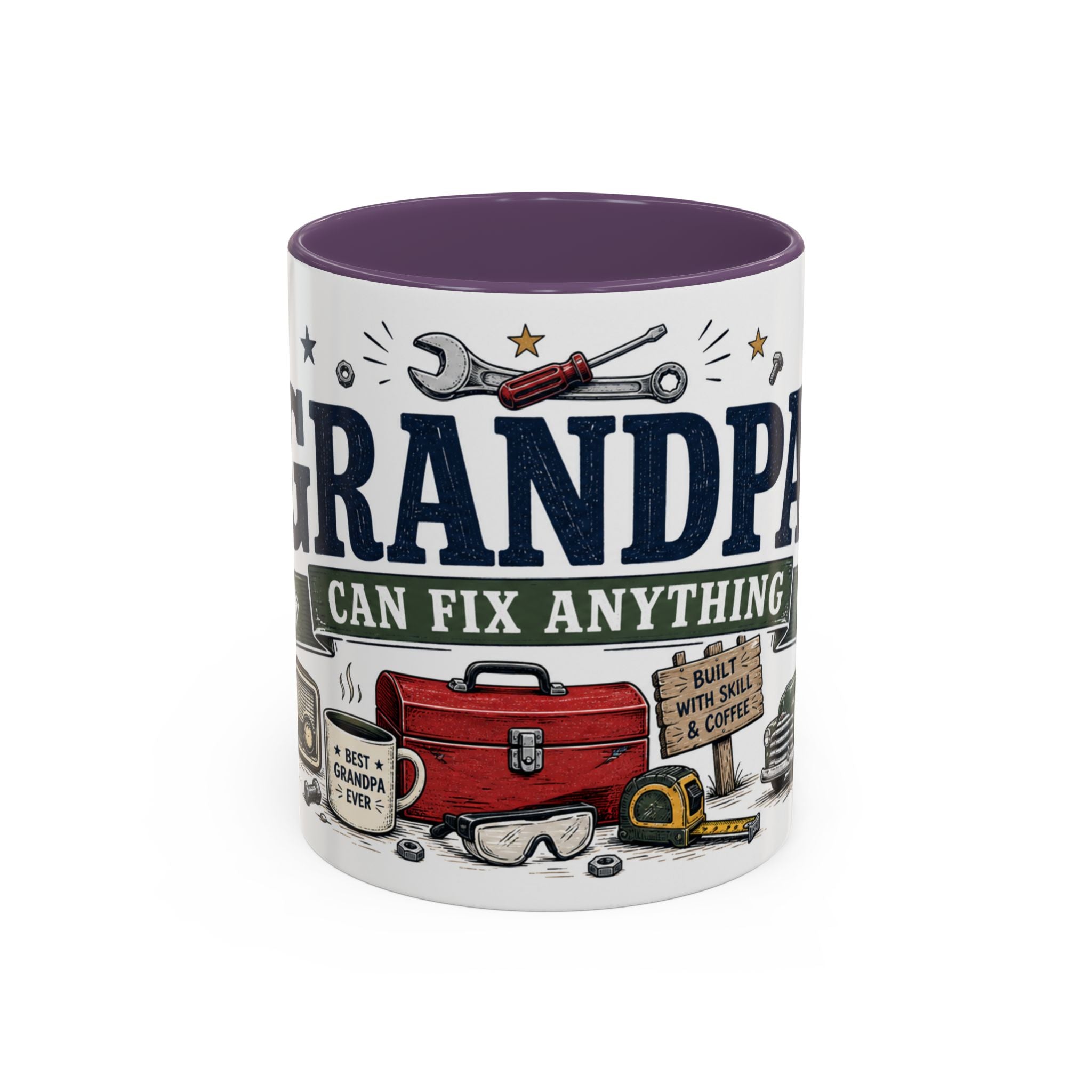 Grandpa Can Fix Anything Coffee Mug | Funny Gift From Grandkids | Accent Ceramic 11oz 15oz
