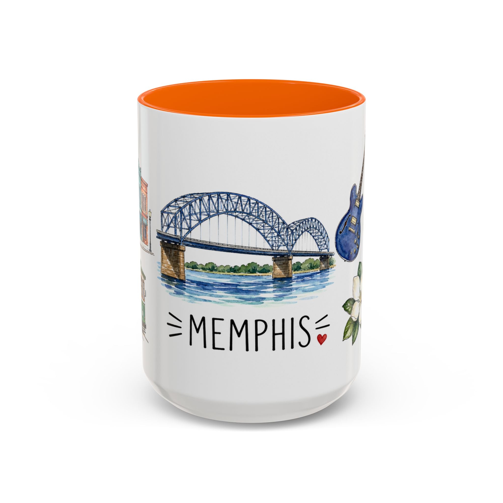Memphis Illustrated Travel Mug | City Souvenir Accent Coffee Mug | 11oz 15oz Ceramic Cup