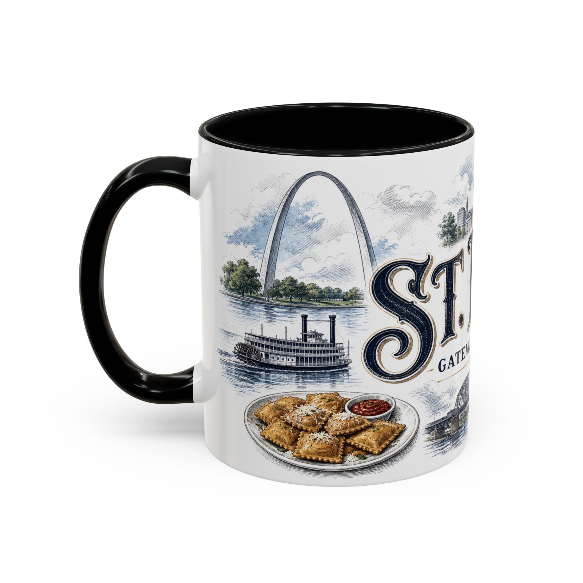 St Louis Coffee Mug | United States Travel Souvenir | Vintage Illustrated City Gift | 11 oz 15 oz Accent Mug