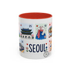 Seoul Coffee Mug | Postage Stamp Collage Mug | Travel Souvenir Accent Cup 11oz 15oz