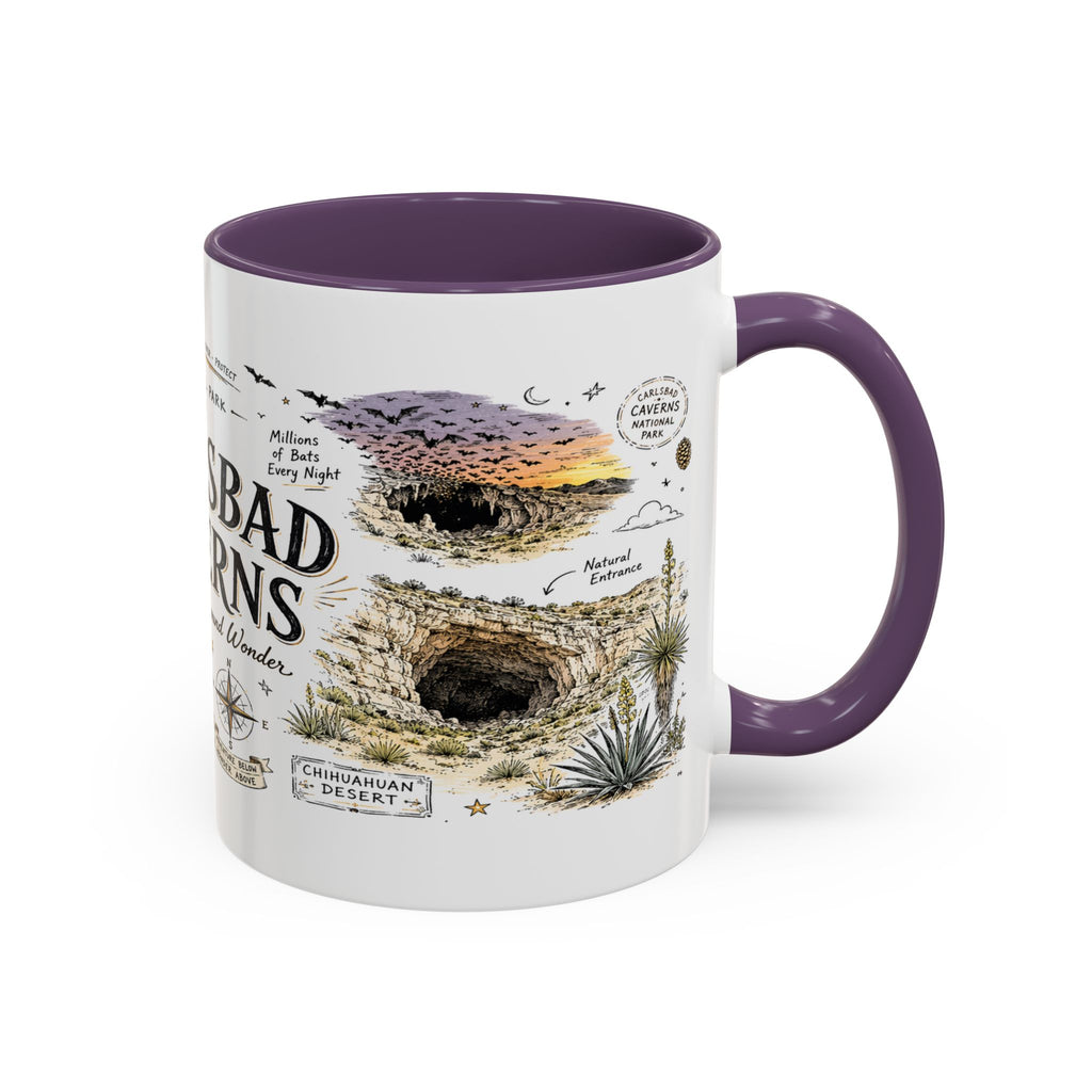 Carlsbad Caverns National Park Coffee Mug | New Mexico Cave Exploration Bat Gift | Accent Color Ceramic 11oz 15oz