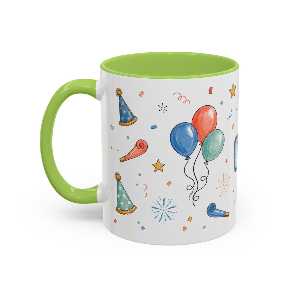 New Year Party Mug | Balloon Popper Watercolor Celebration Gift | Accent Cup 11oz 15oz