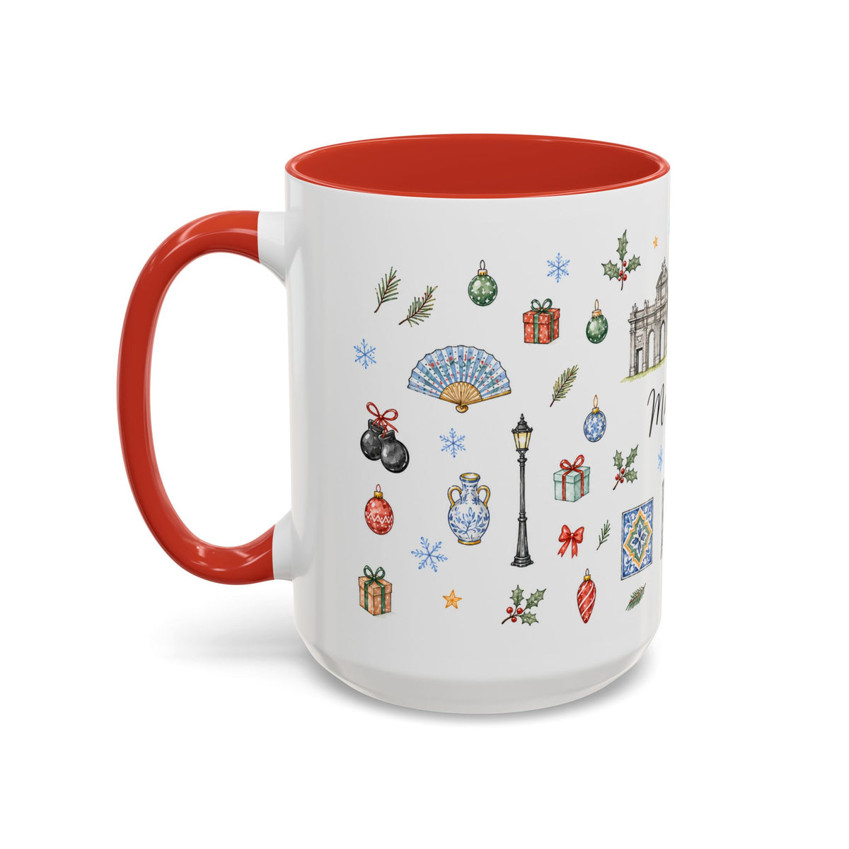 Madrid Christmas Mug | Watercolor City Souvenir, Travel Memories, Ceramic Coffee Cup