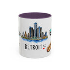 Detroit Illustrated Travel Mug | City Souvenir Accent Coffee Mug | 11oz 15oz Ceramic Cup