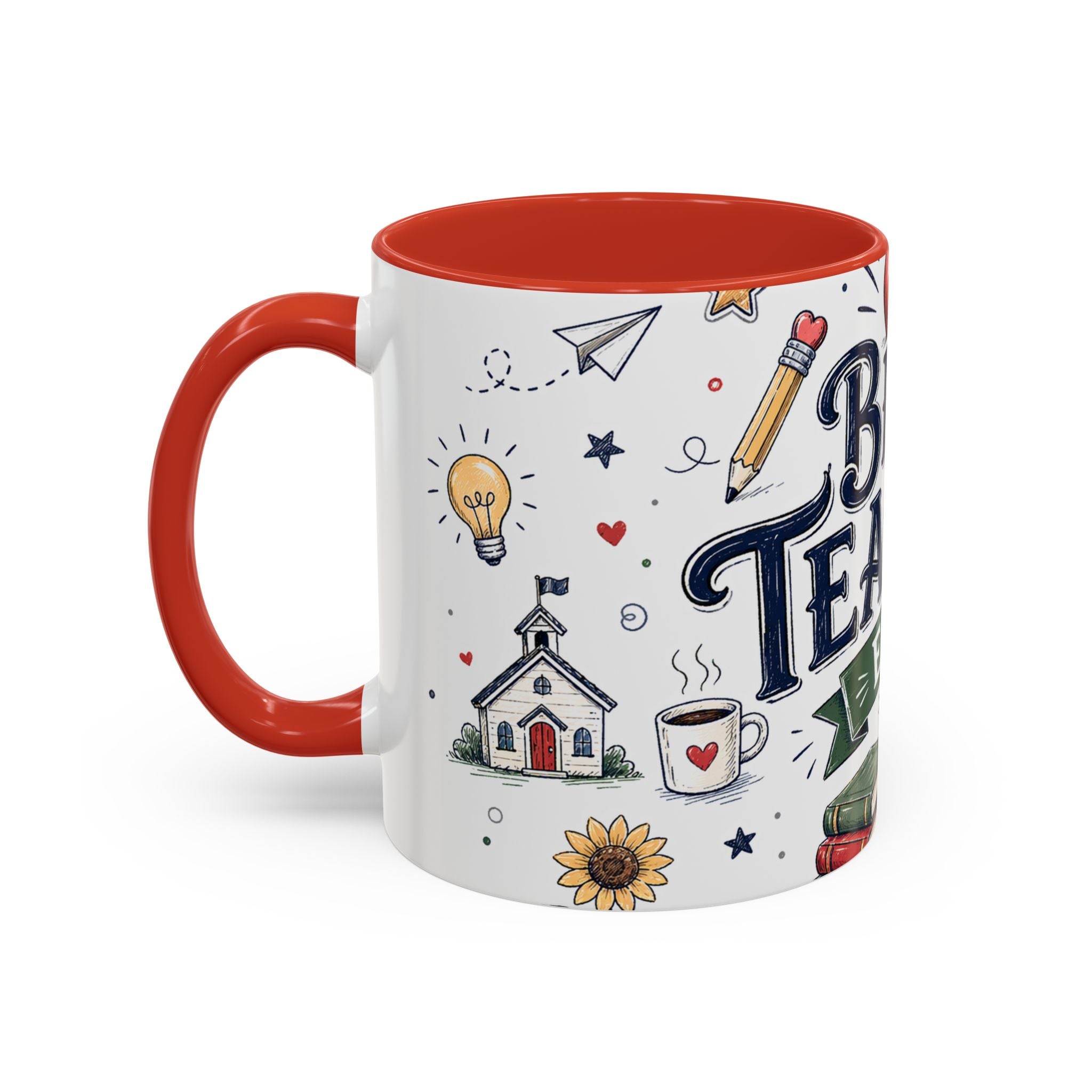 Best Teacher Ever Coffee Mug | Teacher Appreciation Gift | Accent Color Ceramic 11oz 15oz