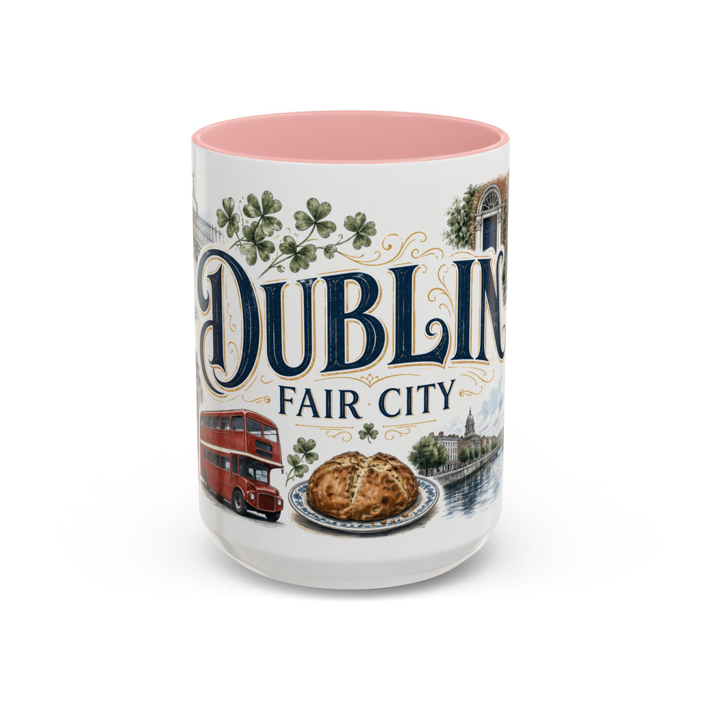 Dublin Coffee Mug | Ireland Travel Souvenir | Vintage Illustrated City Gift | 11 oz 15 oz Accent Mug