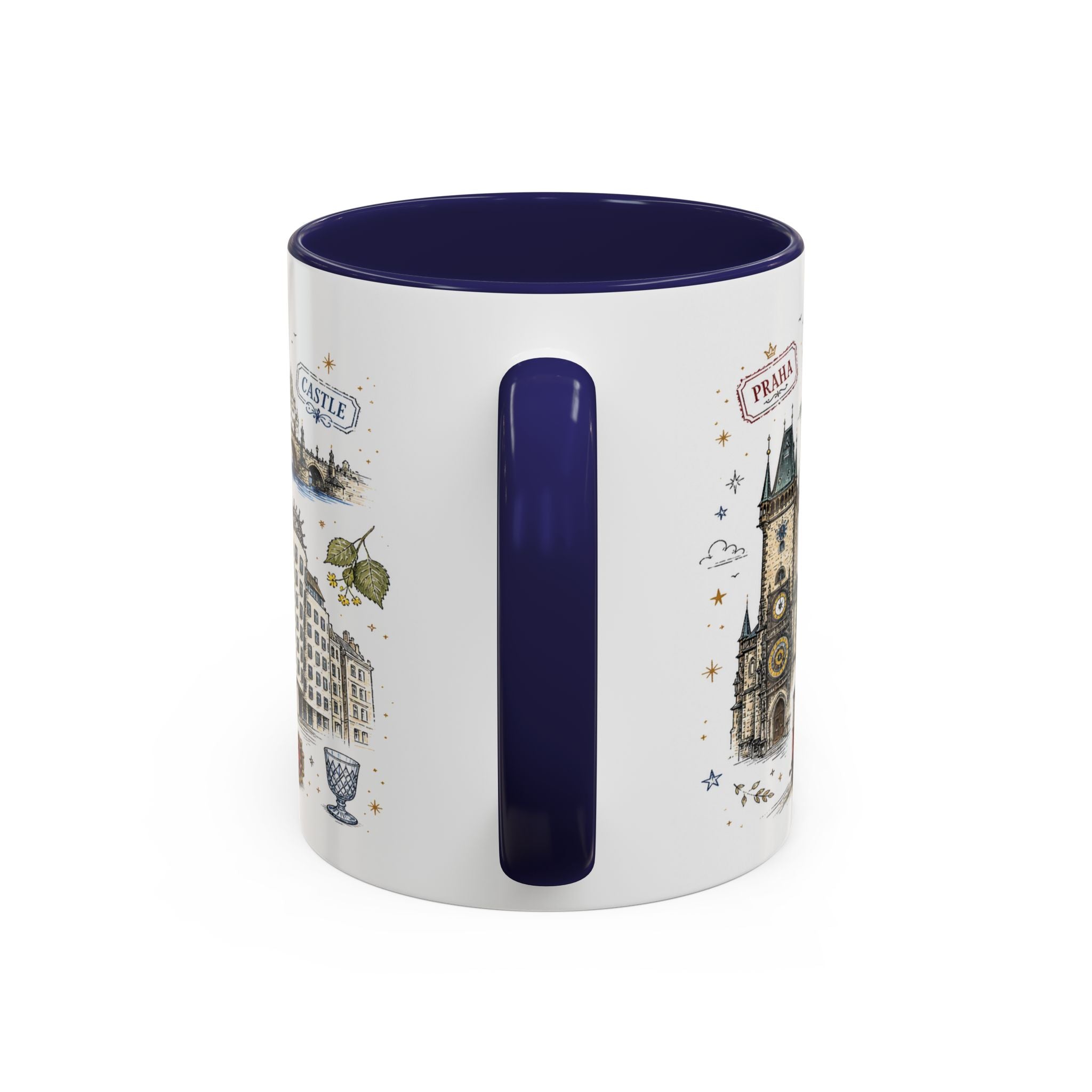 Prague Coffee Mug | Czech Republic Souvenir Travel Gift | Accent Color Ceramic 11oz 15oz