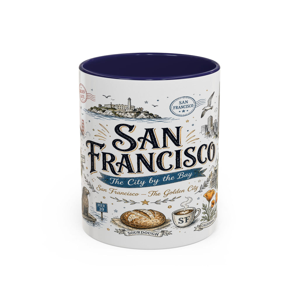 San Francisco Coffee Mug | California Souvenir Travel Gift | Accent Color Ceramic 11oz 15oz