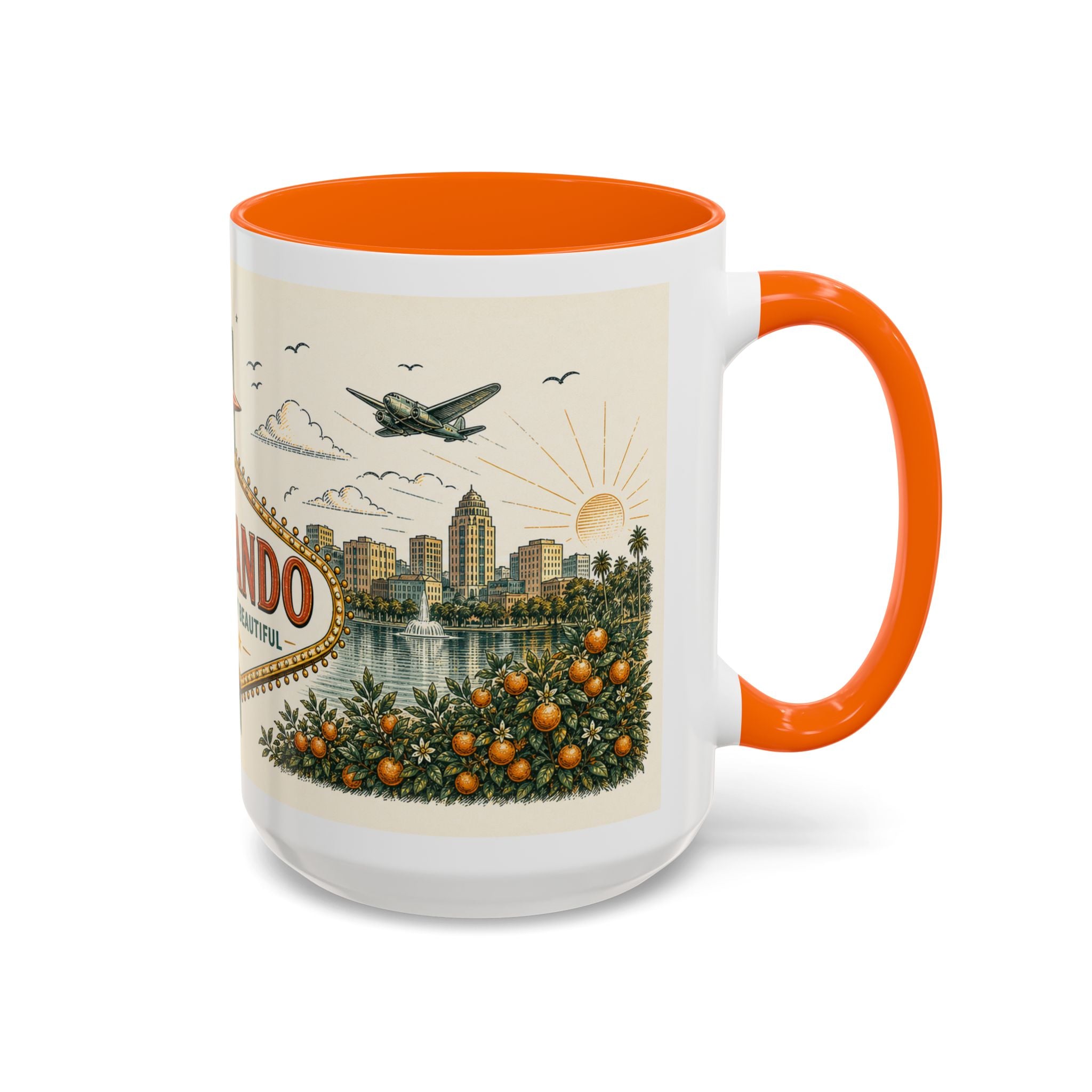 Orlando Coffee Mug | United States Travel Souvenir | Vintage Illustrated City Gift | 11 oz 15 oz Accent Mug
