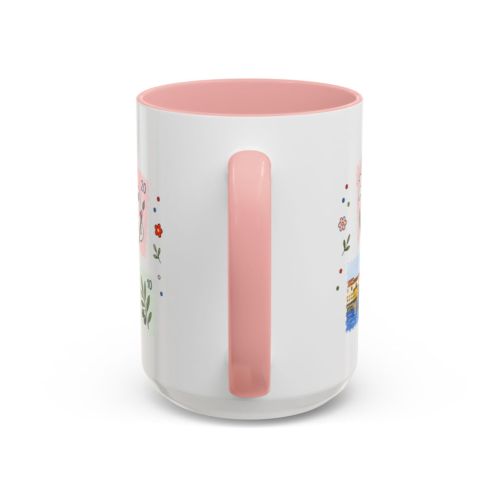 Florence Coffee Mug | Postage Stamp Collage Mug | Travel Souvenir Accent Cup 11oz 15oz