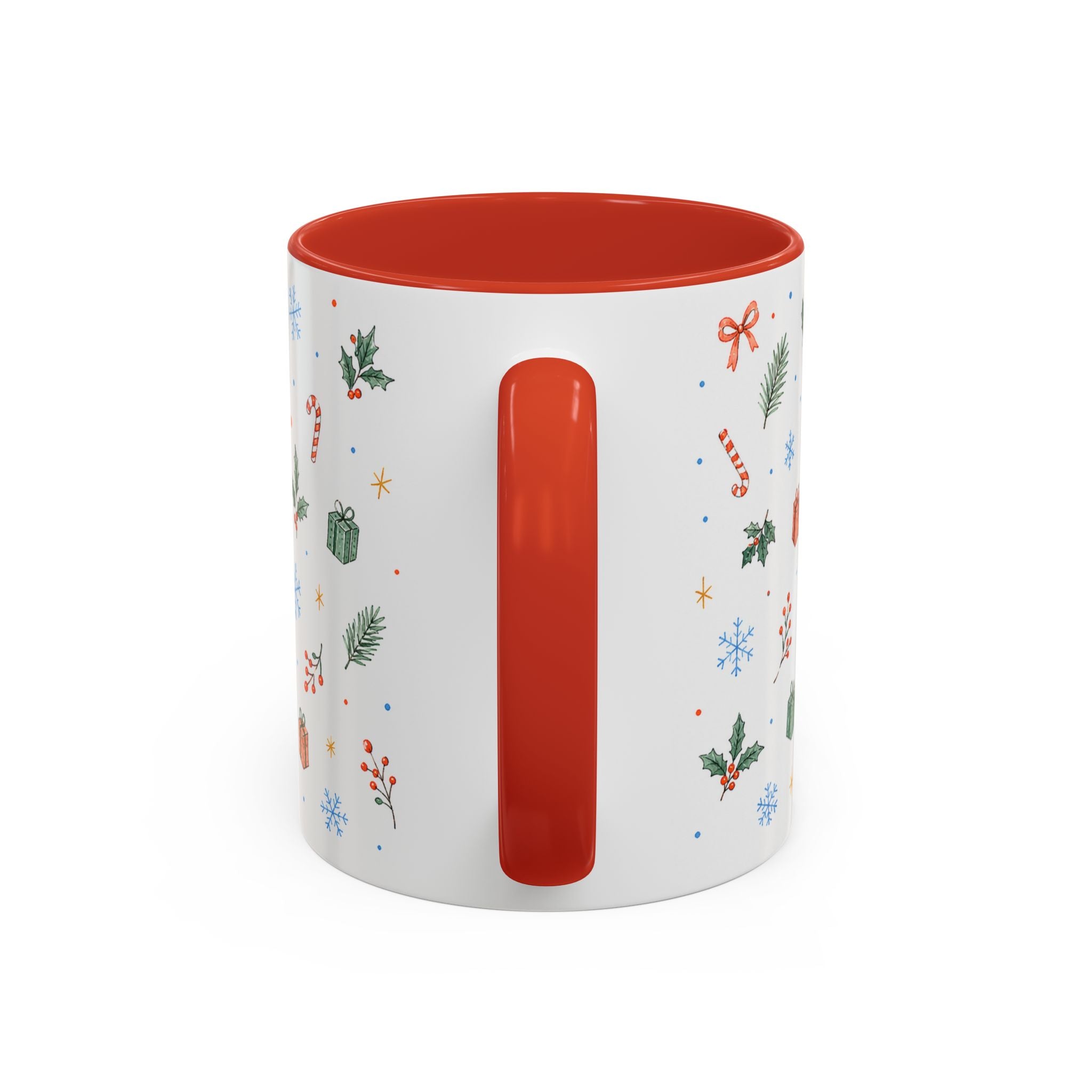 Christmas Candle Mug | Holly Wreath Watercolor Holiday Gift | Accent Cup 11oz 15oz