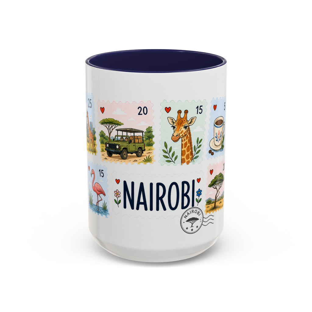 Nairobi Coffee Mug | Postage Stamp Collage Mug | Travel Souvenir Accent Cup 11oz 15oz