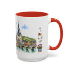 Dinant Illustrated Travel Mug | Belgium Souvenir Accent Coffee Mug | 11oz 15oz Ceramic Cup