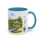 Bibury Illustrated Travel Mug | England Souvenir Accent Coffee Mug | 11oz 15oz Ceramic Cup
