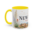 New Mexico State Map Mug | Desert Scenery, Yucca Flower Accent Coffee Cup
