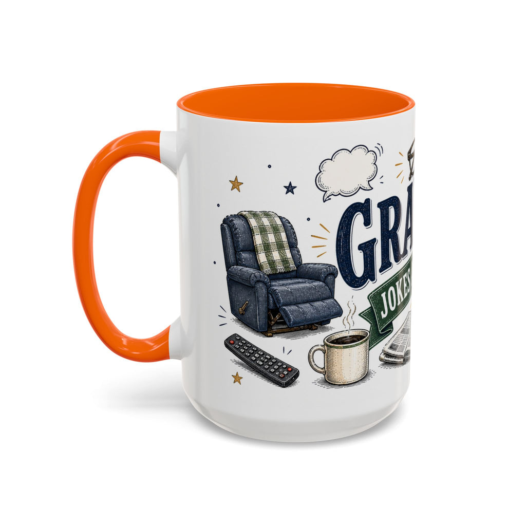 Grandpa's Jokes Are Legendary Coffee Mug | Funny Gift From Grandkids | Accent Ceramic 11oz 15oz