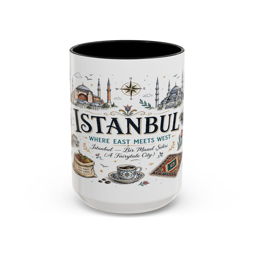 Istanbul Coffee Mug | Turkey Souvenir Travel Gift | Accent Color Ceramic 11oz 15oz