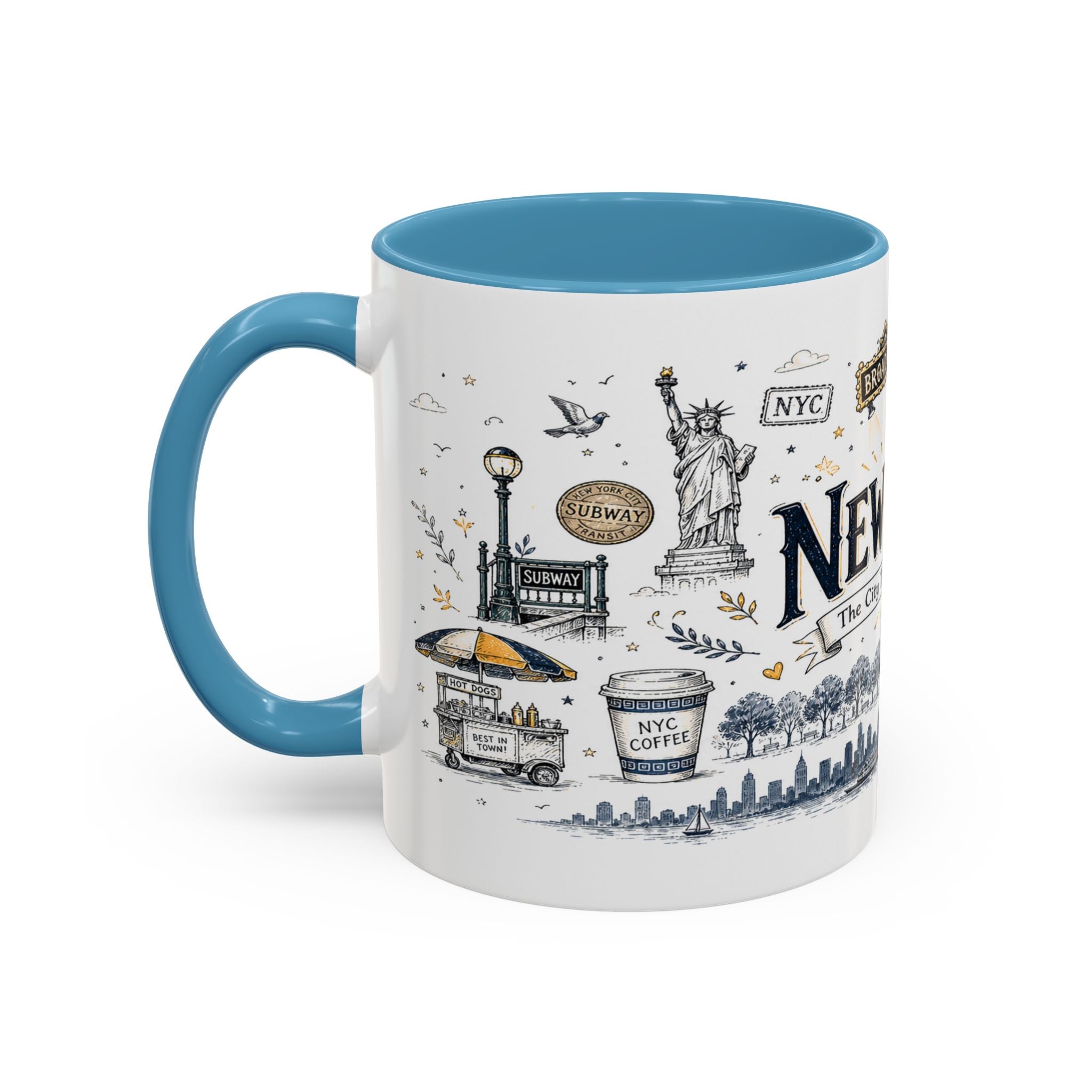 New York City Coffee Mug | New York Souvenir Travel Gift | Accent Color Ceramic 11oz 15oz