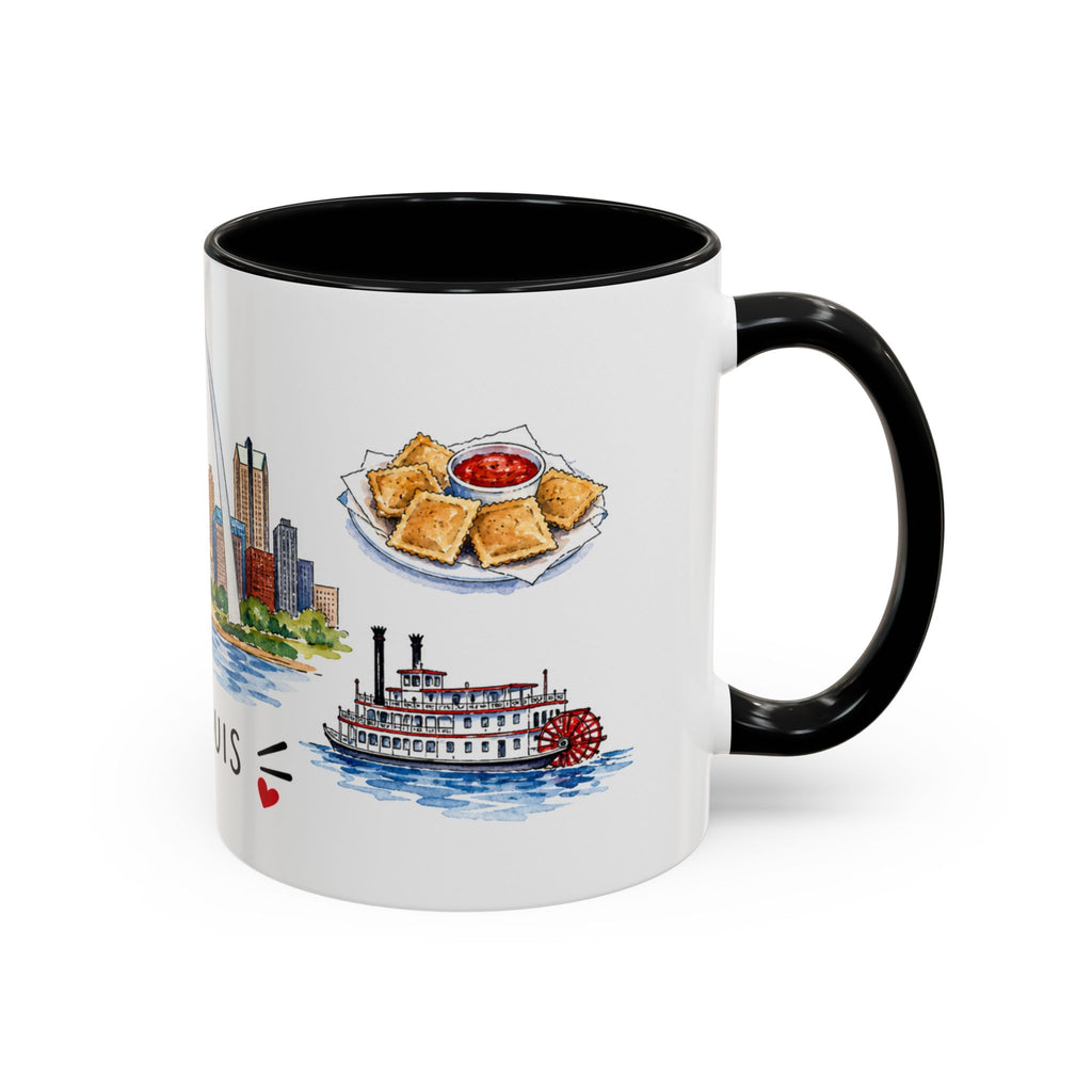 St. Louis Illustrated Travel Mug | City Souvenir Accent Coffee Mug | 11oz 15oz Ceramic Cup