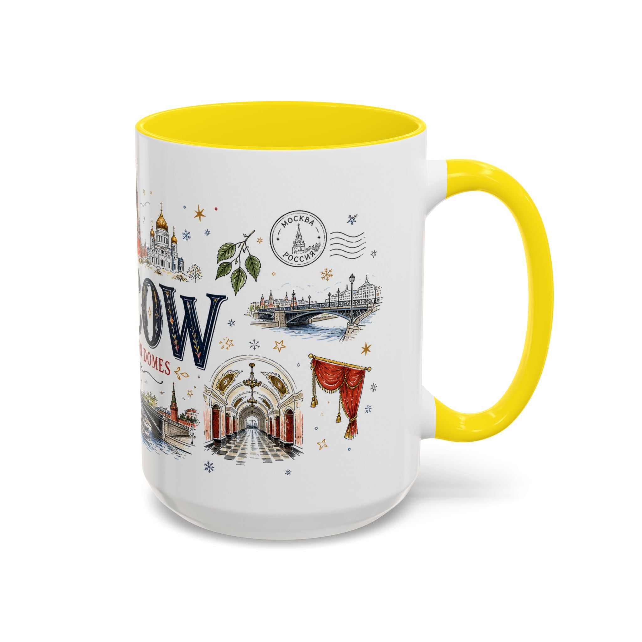 Moscow Coffee Mug | Russia Souvenir Travel Gift | Accent Color Ceramic 11oz 15oz
