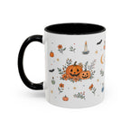 Black Cat Halloween Mug | Pumpkin Moon Watercolor Gift | Spooky Accent Cup 11oz 15oz