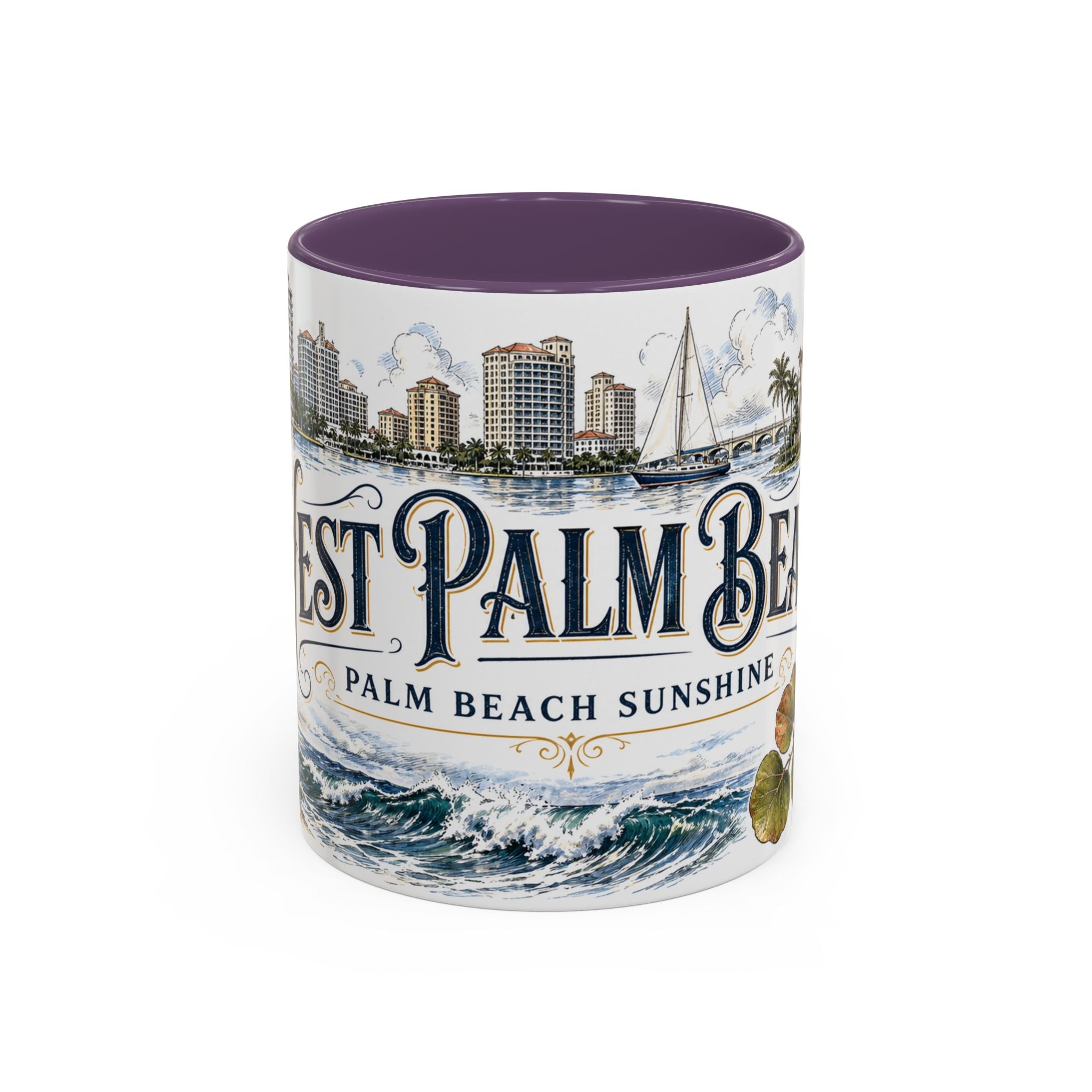 West Palm Beach Coffee Mug | United States Travel Souvenir | Vintage Illustrated City Gift | 11 oz 15 oz Accent Mug