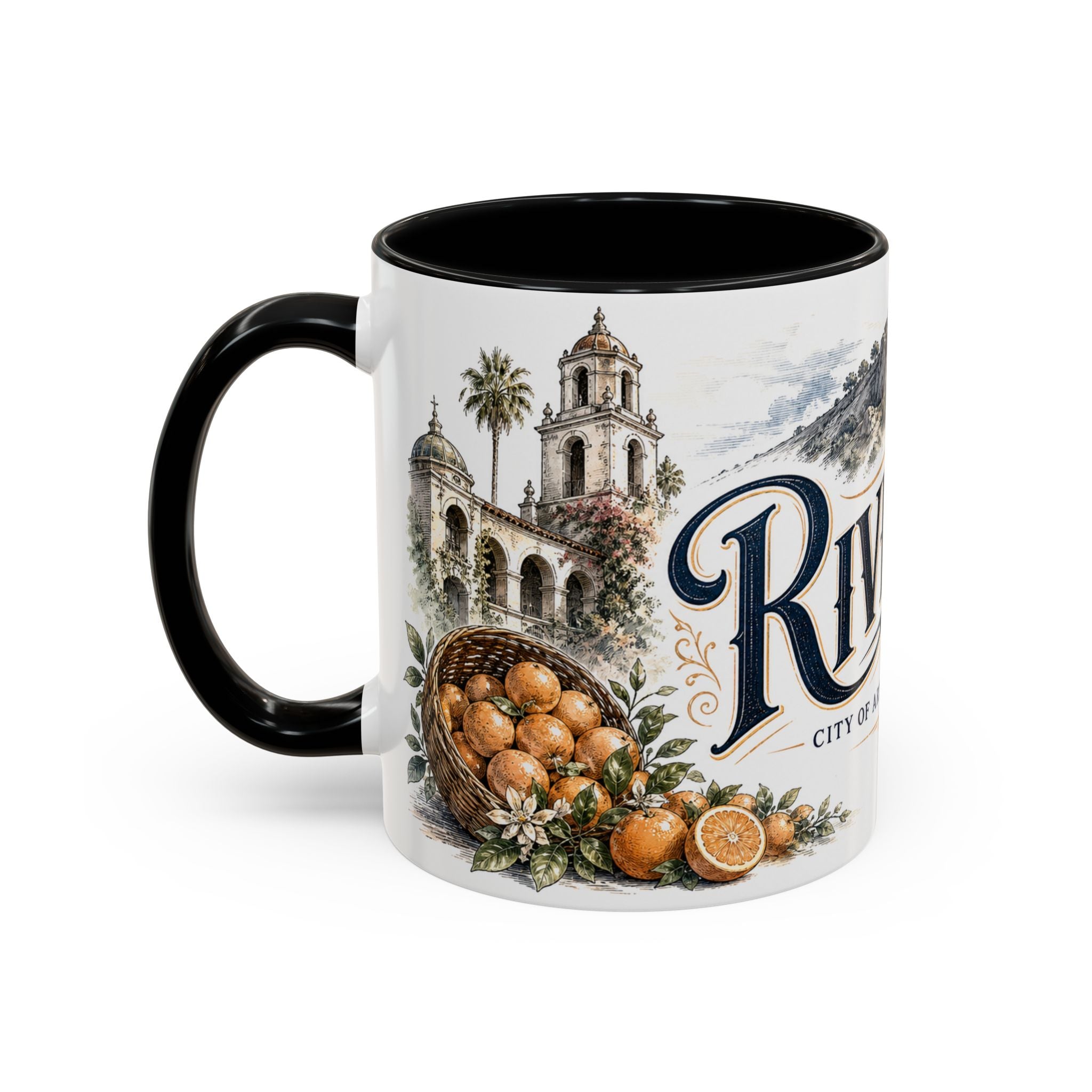 Riverside Coffee Mug | United States Travel Souvenir | Vintage Illustrated City Gift | 11 oz 15 oz Accent Mug