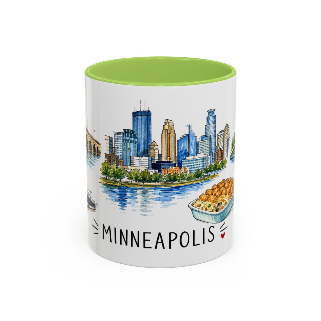 Minneapolis Illustrated Travel Mug | City Souvenir Accent Coffee Mug | 11oz 15oz Ceramic Cup