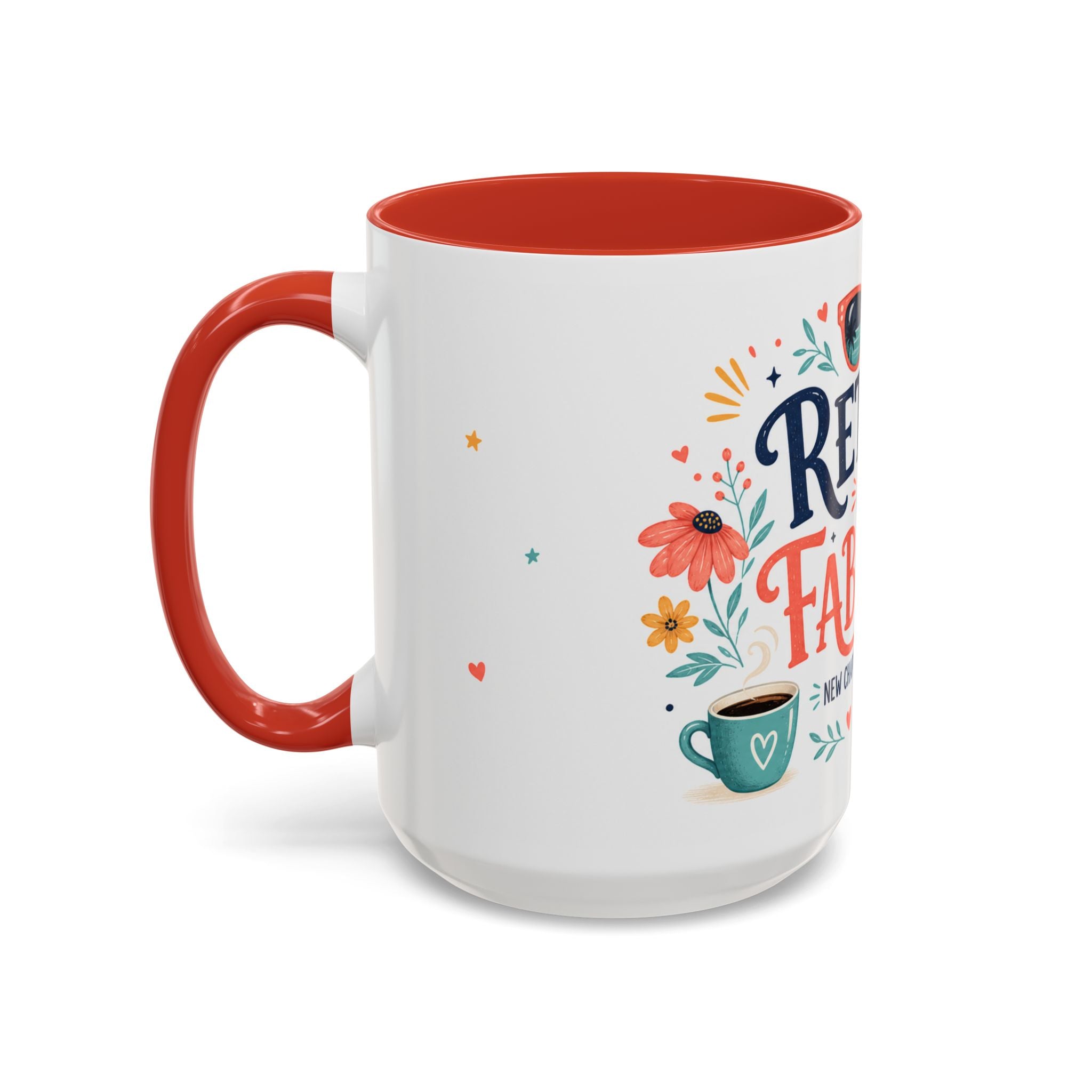 Retired And Fabulous Coffee Mug | Retirement Gift For Women Men | Accent Color Ceramic 11oz 15oz