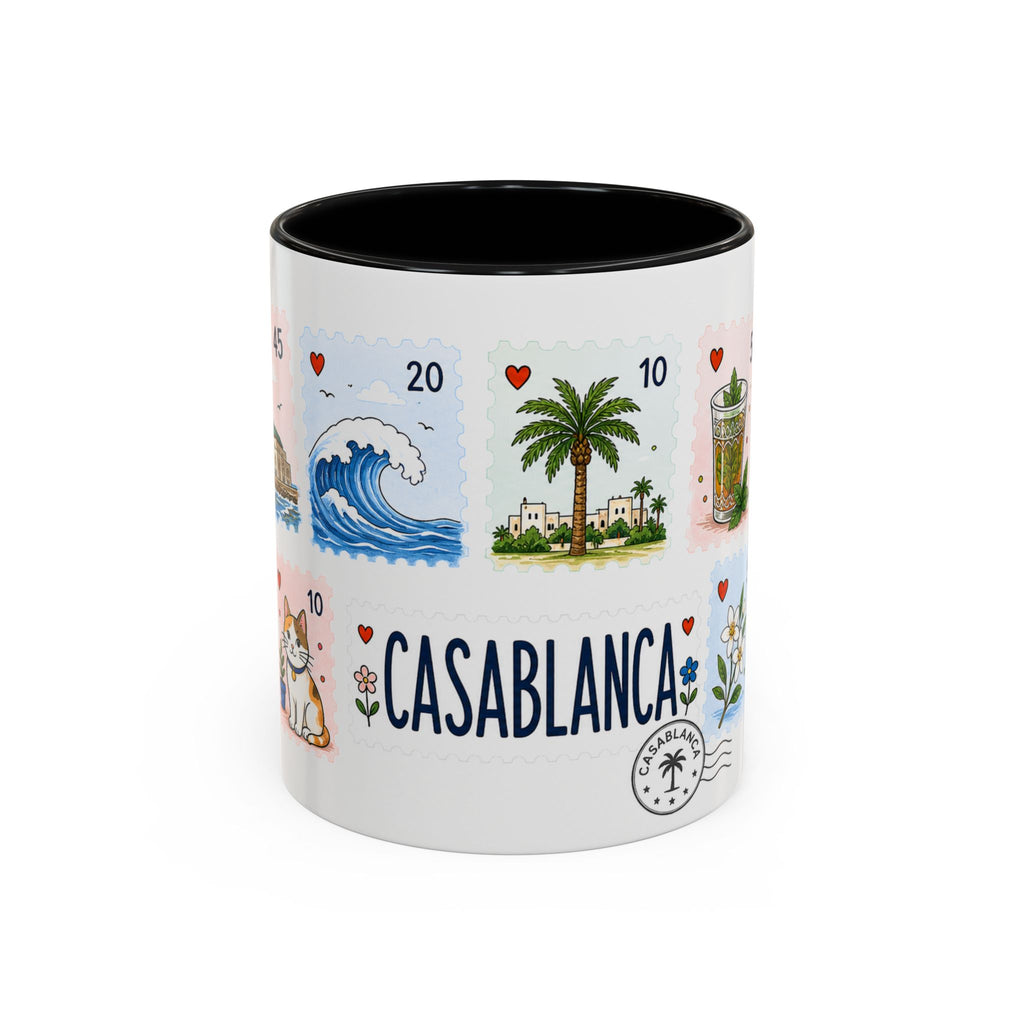 Casablanca Coffee Mug | Postage Stamp Collage Mug | Travel Souvenir Accent Cup 11oz 15oz