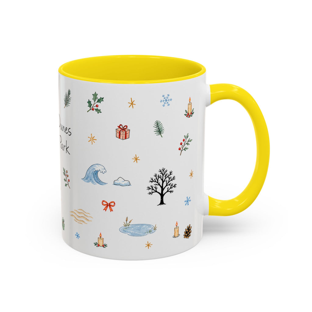 Indiana Dunes National Park Christmas Mug | Watercolor Travel Souvenir | Holiday Gift | Accent Ceramic Coffee Cup 11oz 15oz