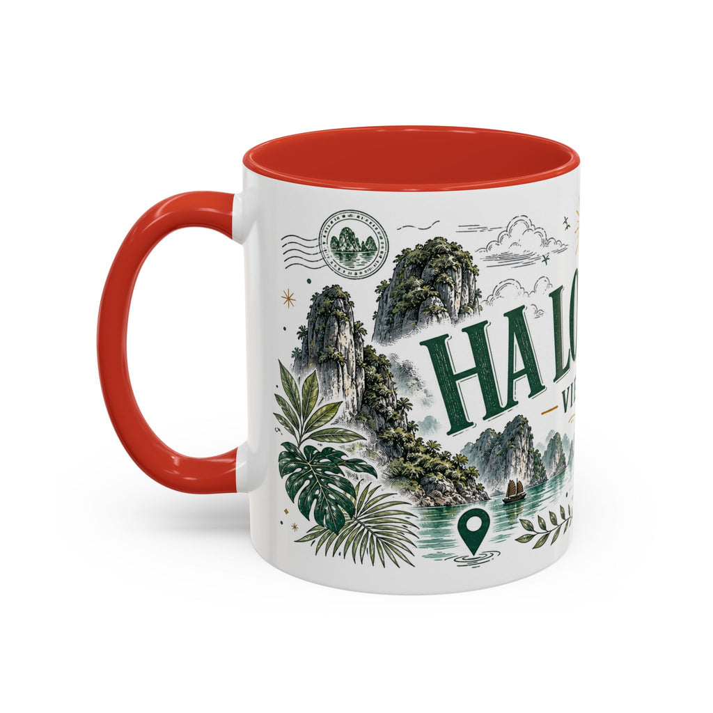 Ha Long Bay Coffee Mug | Travel Destination Souvenir Gift | Accent Color Ceramic 11oz 15oz
