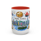 Hong Kong Illustrated Travel Mug | City Souvenir Accent Coffee Mug | 11oz 15oz Ceramic Cup