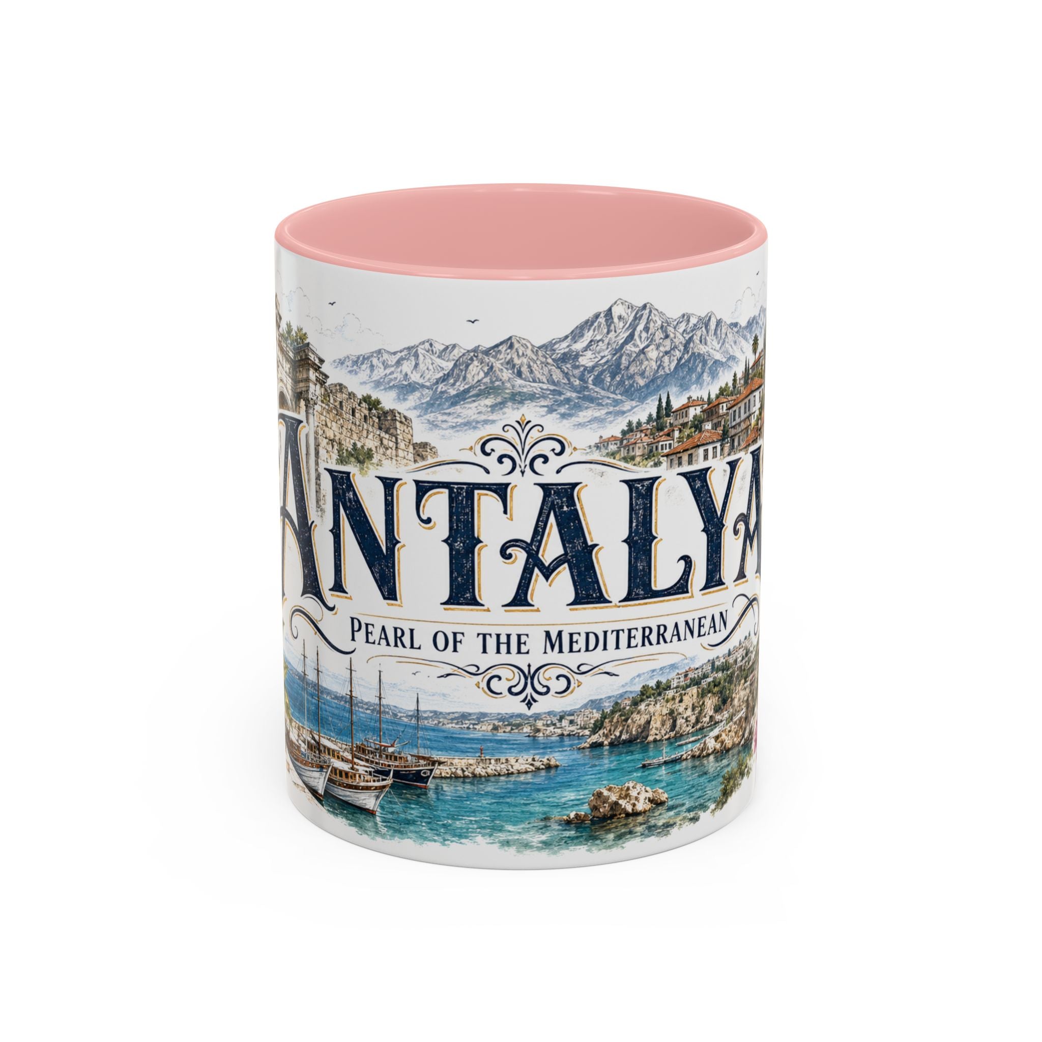 Antalya Coffee Mug | Turkey Travel Souvenir | Vintage Illustrated City Gift | 11 oz 15 oz Accent Mug