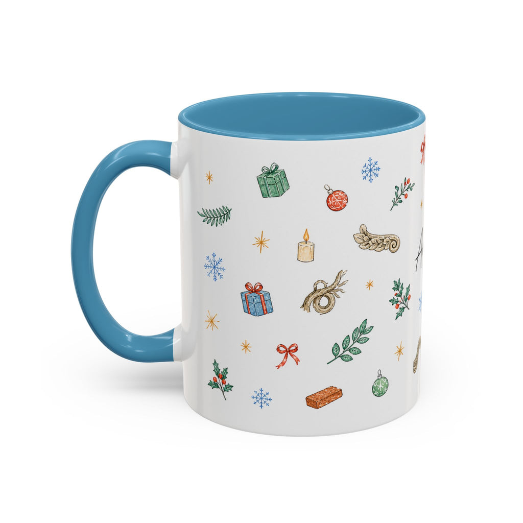 Angkor Christmas Mug | Watercolor Travel Souvenir | Holiday Gift | Accent Ceramic Coffee Cup 11oz 15oz