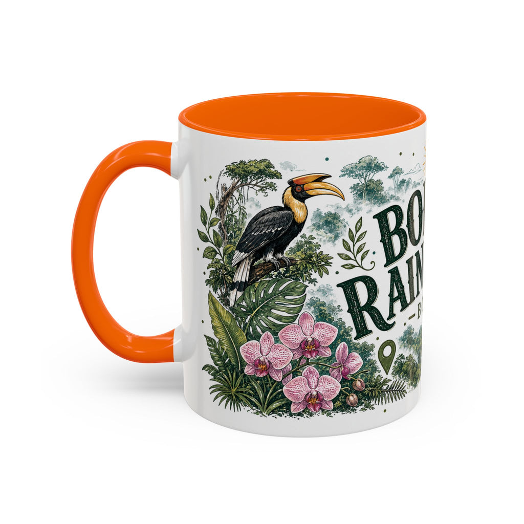 Borneo Rainforest Coffee Mug | Travel Destination Souvenir Gift | Accent Color Ceramic 11oz 15oz
