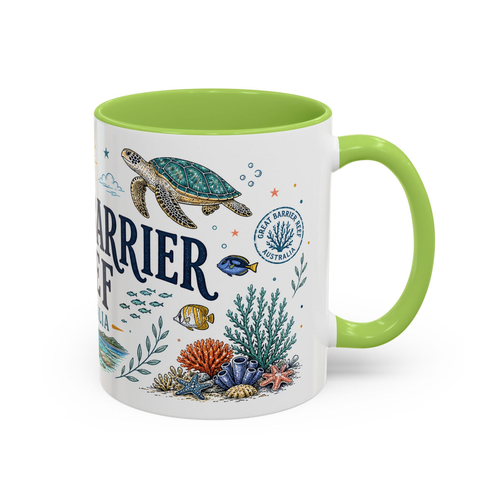 Great Barrier Reef Coffee Mug | Travel Destination Souvenir Gift | Accent Color Ceramic 11oz 15oz