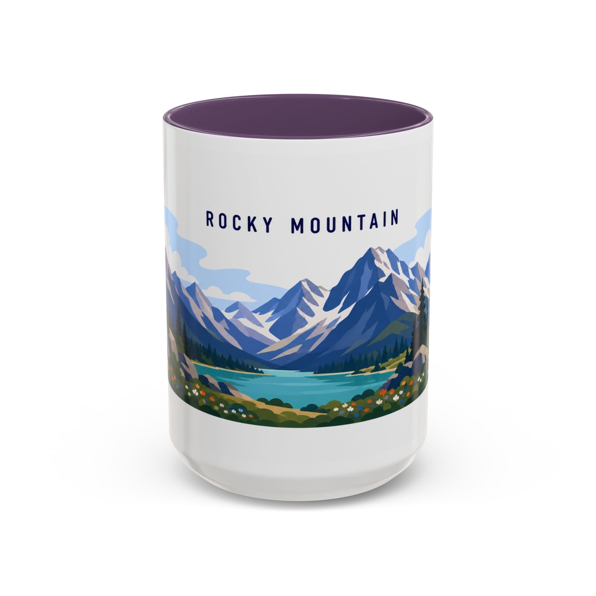 Rocky Mountain National Park Coffee Mug | Solid Color Block Park Souvenir | 11oz 15oz Accent Mug