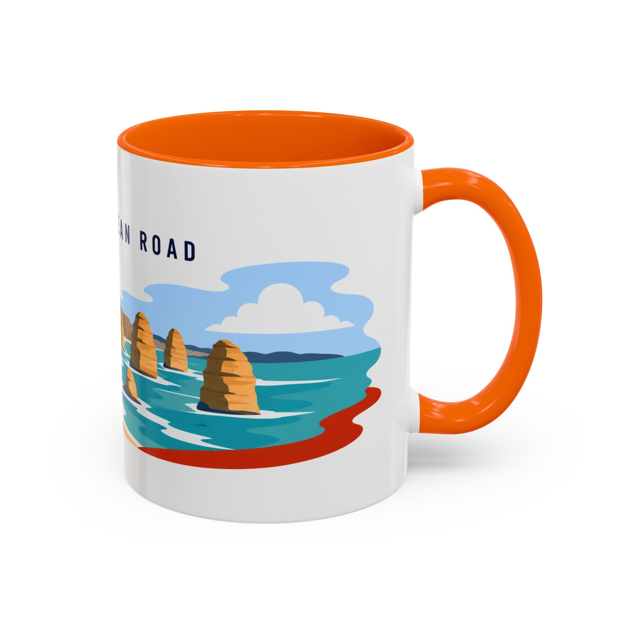 Great Ocean Road Coffee Mug | Travel Destination Souvenir Gift | Accent Color Ceramic 11oz 15oz
